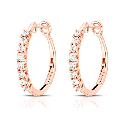 14K 1.04cttw Round VS White Diamond Hoop Earrings