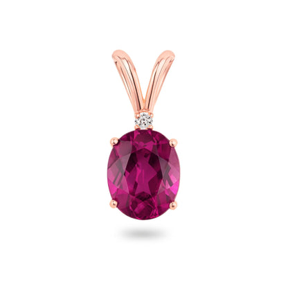 14K 1.40ct Oval Copper Bearing Tourmaline 0.01cttw White Diamonds Solitaire Pendant