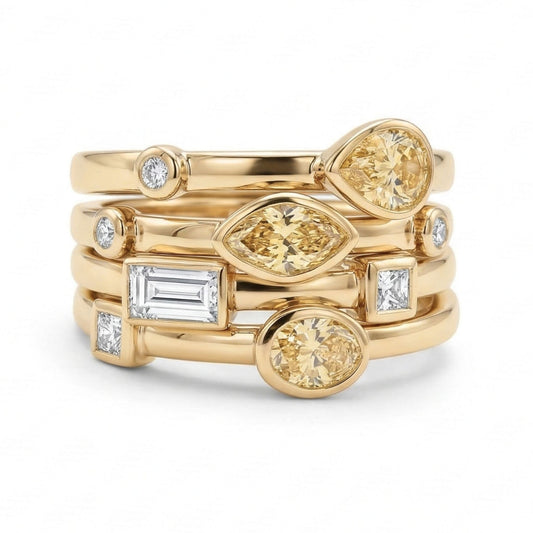 14K Stackable Bezel Set Diamond Band Ring