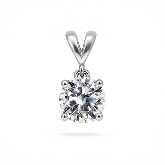 14K 0.80ct Round VS White Diamond Solitaire Pendant