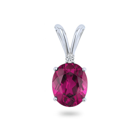 14K 1.40ct Oval Copper Bearing Tourmaline 0.01cttw White Diamonds Solitaire Pendant