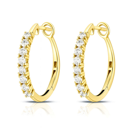 14K 1.04cttw Round VS White Diamond Hoop Earrings