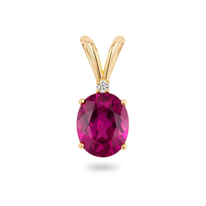 14K 1.40ct Oval Copper Bearing Tourmaline 0.01cttw White Diamonds Solitaire Pendant