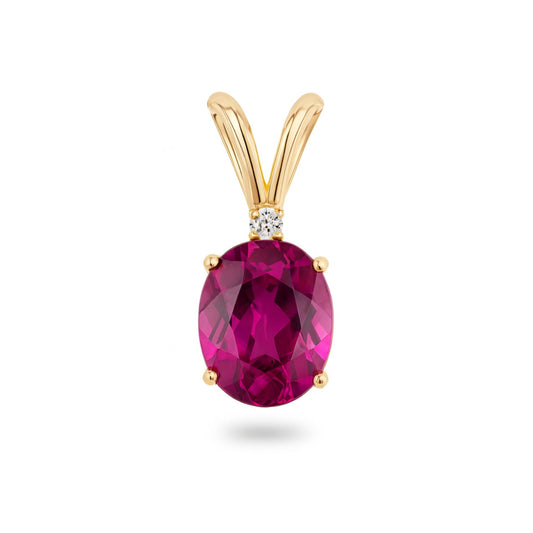 14K 1.40ct Oval Copper Bearing Tourmaline 0.01cttw White Diamonds Solitaire Pendant