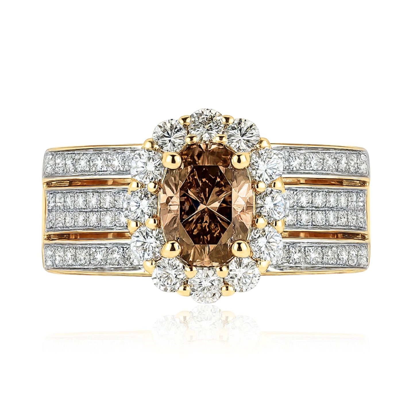 14K 1.00ct Oval VS Fawn Diamond 0.99cttw VS White Diamonds Ring