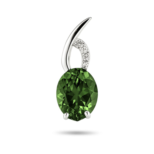 14K 2.51ct Oval Congo Tourmaline 0.01cttw VS White Diamonds Pendant