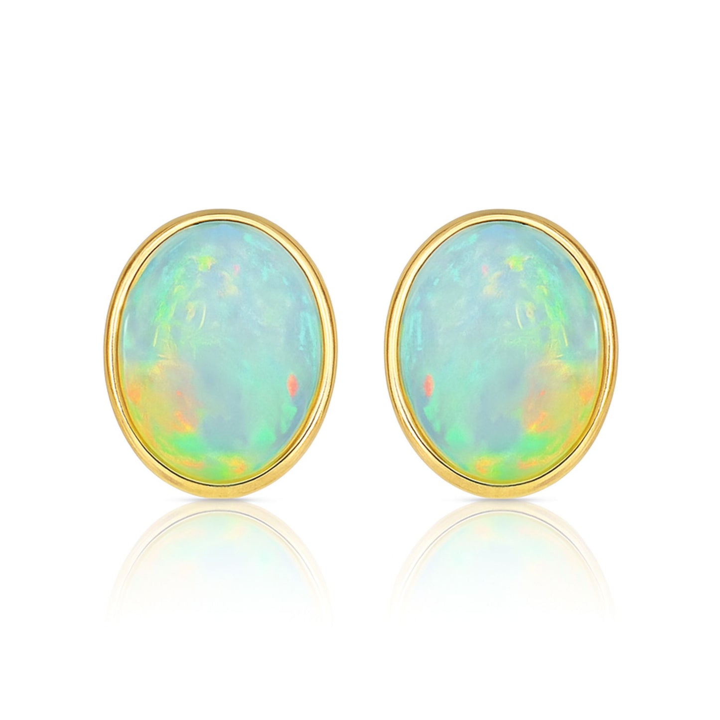 14K 3.24cttw Oval Crystal Opal Stud Earrings