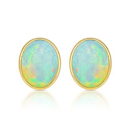14K 3.24cttw Oval Crystal Opal Stud Earrings