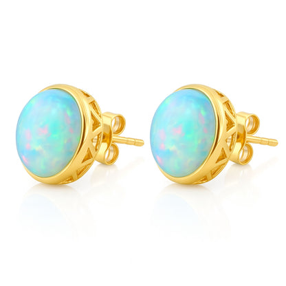 14K 3.24cttw Oval Crystal Opal Stud Earrings