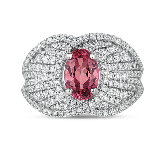 14K 1.17ct Oval Private Collection Imperial Topaz 0.93cttw VS White Diamonds Ring