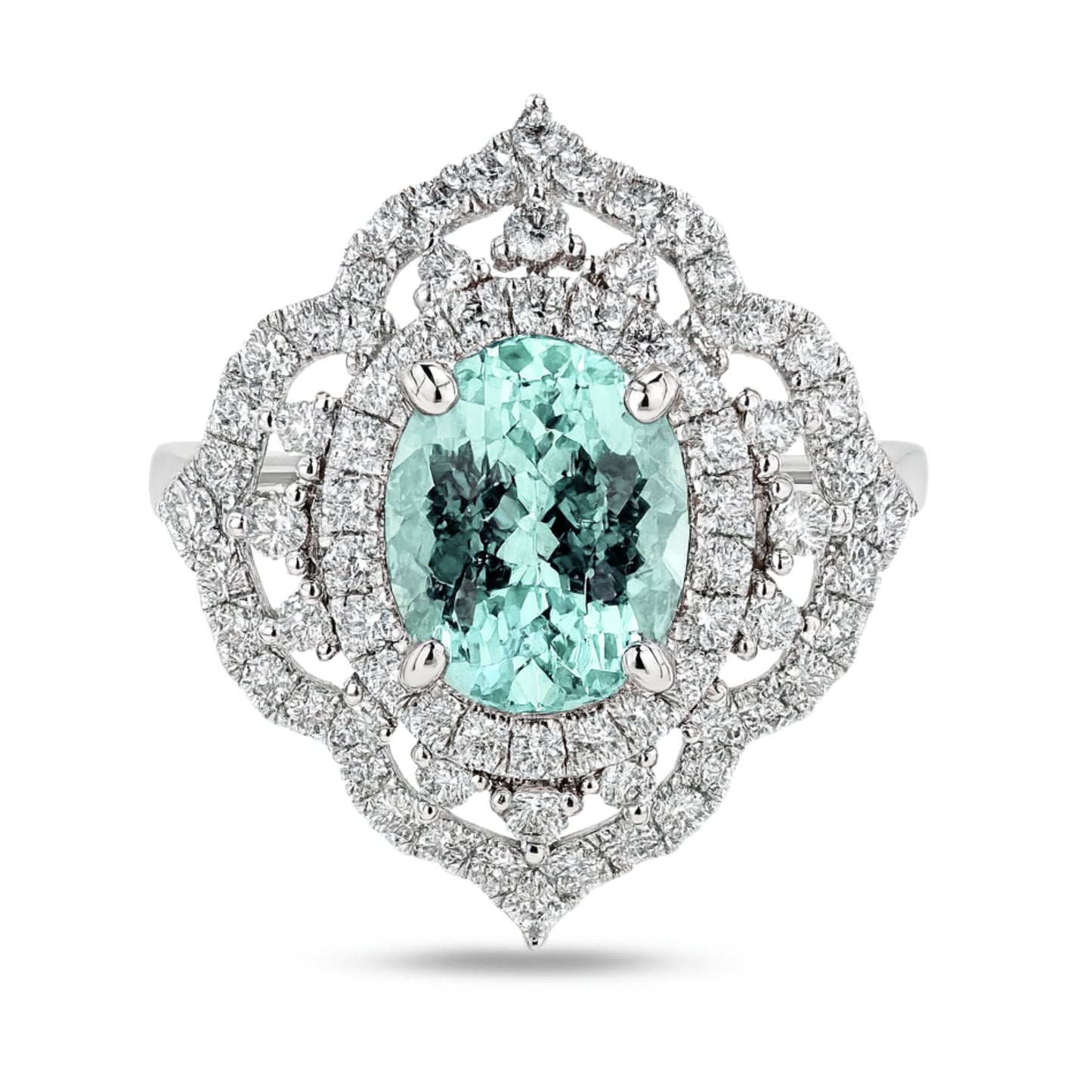 14K 3.12ct Oval Brazilian New Find Tourmaline 1.00cttw VS White Diamonds Ring