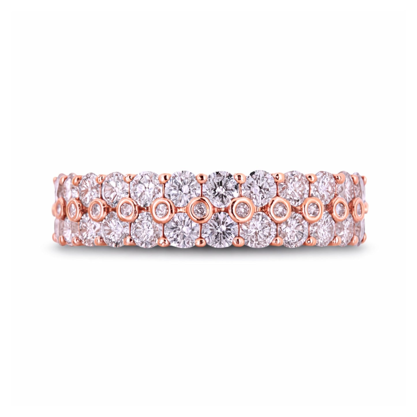 14K 1.35cttw Round Pink Diamond Band Ring