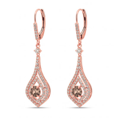 14K 1.11cttw Round VS Fawn Diamond 0.83cttw VS White Diamonds Drop Earrings