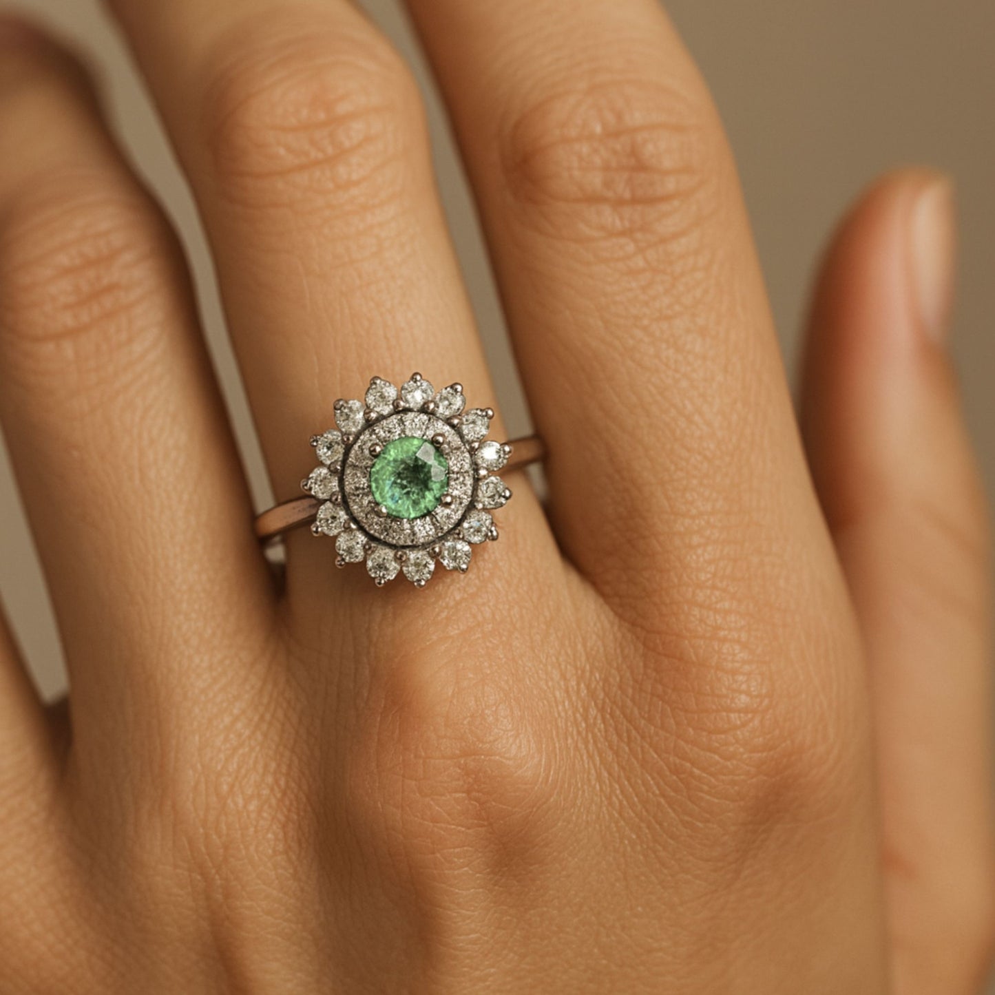 14K 0.64ct Round Kornerupine 1.08cttw VS White Diamonds Ring