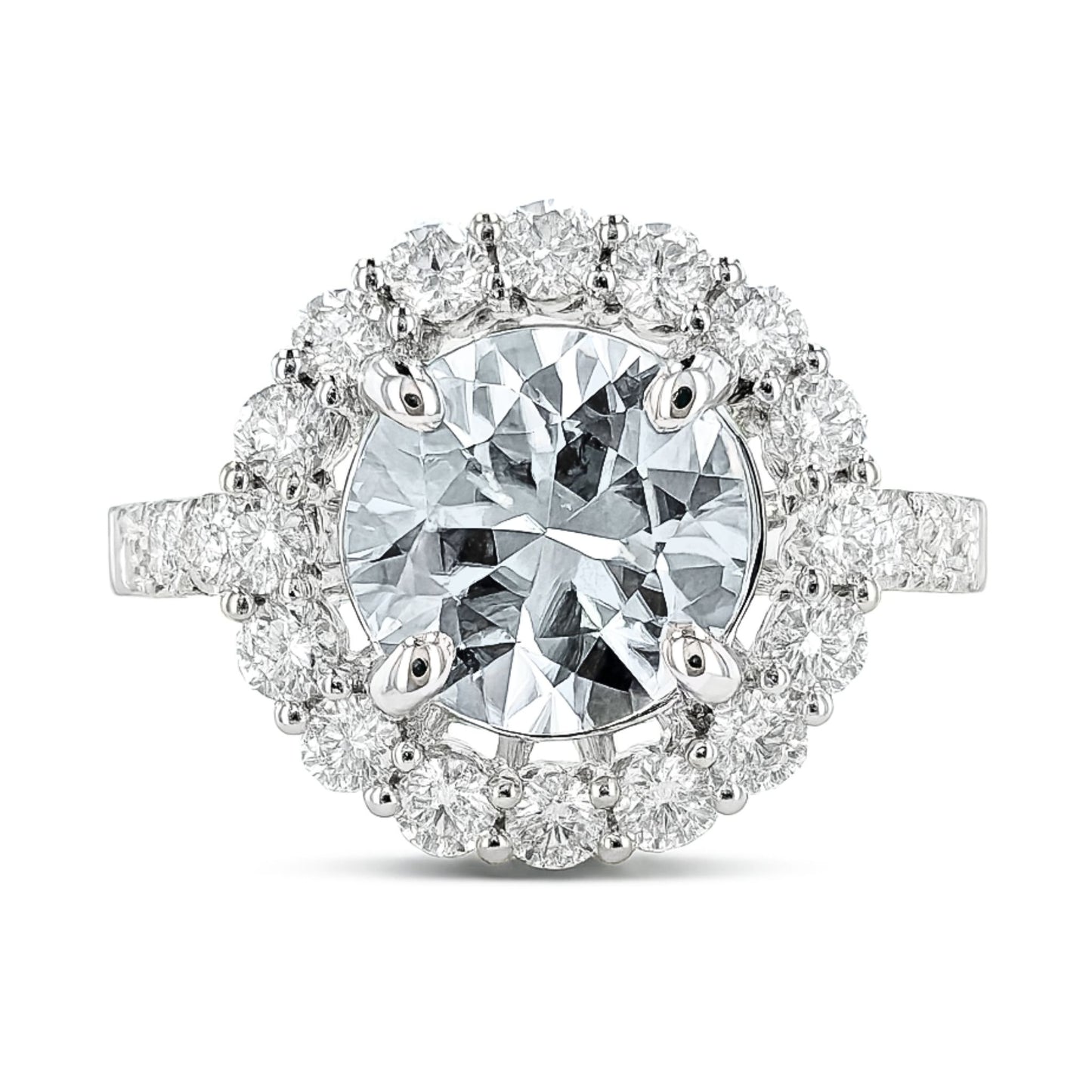14K 4.50ct Round White Zircon 1.36cttw VS White Diamonds Ring
