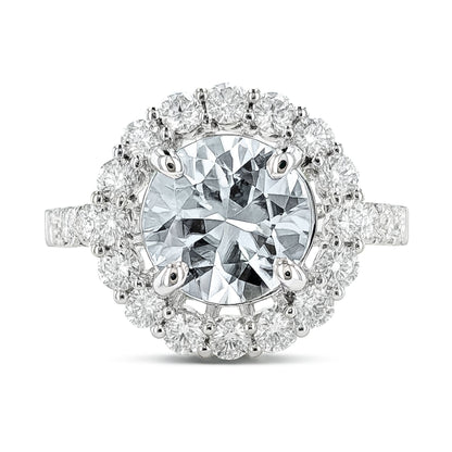 14K 4.50ct Round White Zircon 1.36cttw VS White Diamonds Ring