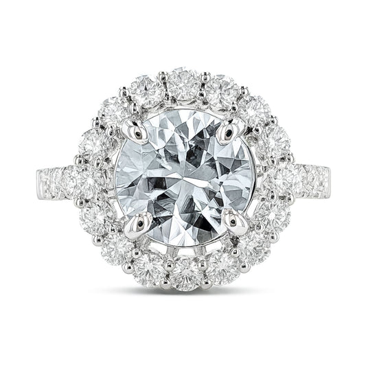 14K 4.50ct Round White Zircon 1.36cttw VS White Diamonds Ring