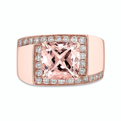 14K 2.06ct Cushion Pink Morganite 0.36cttw VS White Diamonds Ring