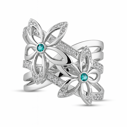 18K 0.07ct Round Brazilian Paraiba 0.28cttw White Diamonds Ring