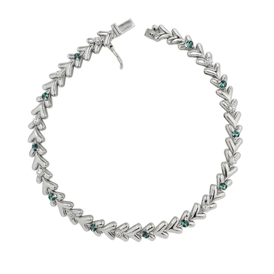 18K 0.72cttw Round Alexandrite 0.69cttw White Diamonds Bracelet
