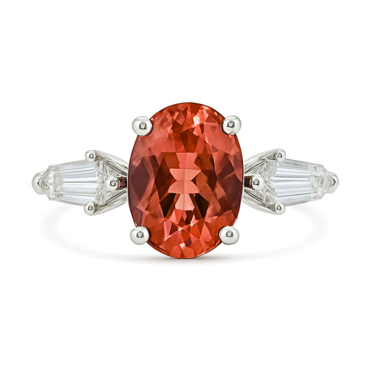 18K 2.26ct Oval Private Collection Imperial Topaz 0.73cttw Kite Cut & Round VS White Diamond Ring