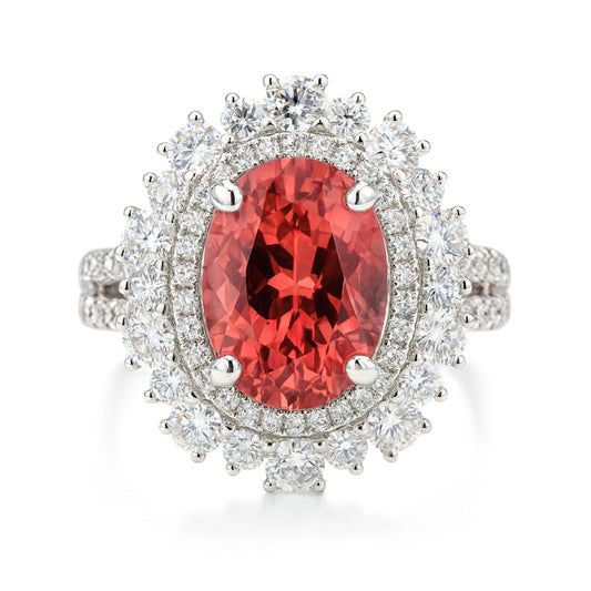 18K 2.28ct Oval Private Collection Imperial Topaz 1.75cttw VS White Diamonds Ring