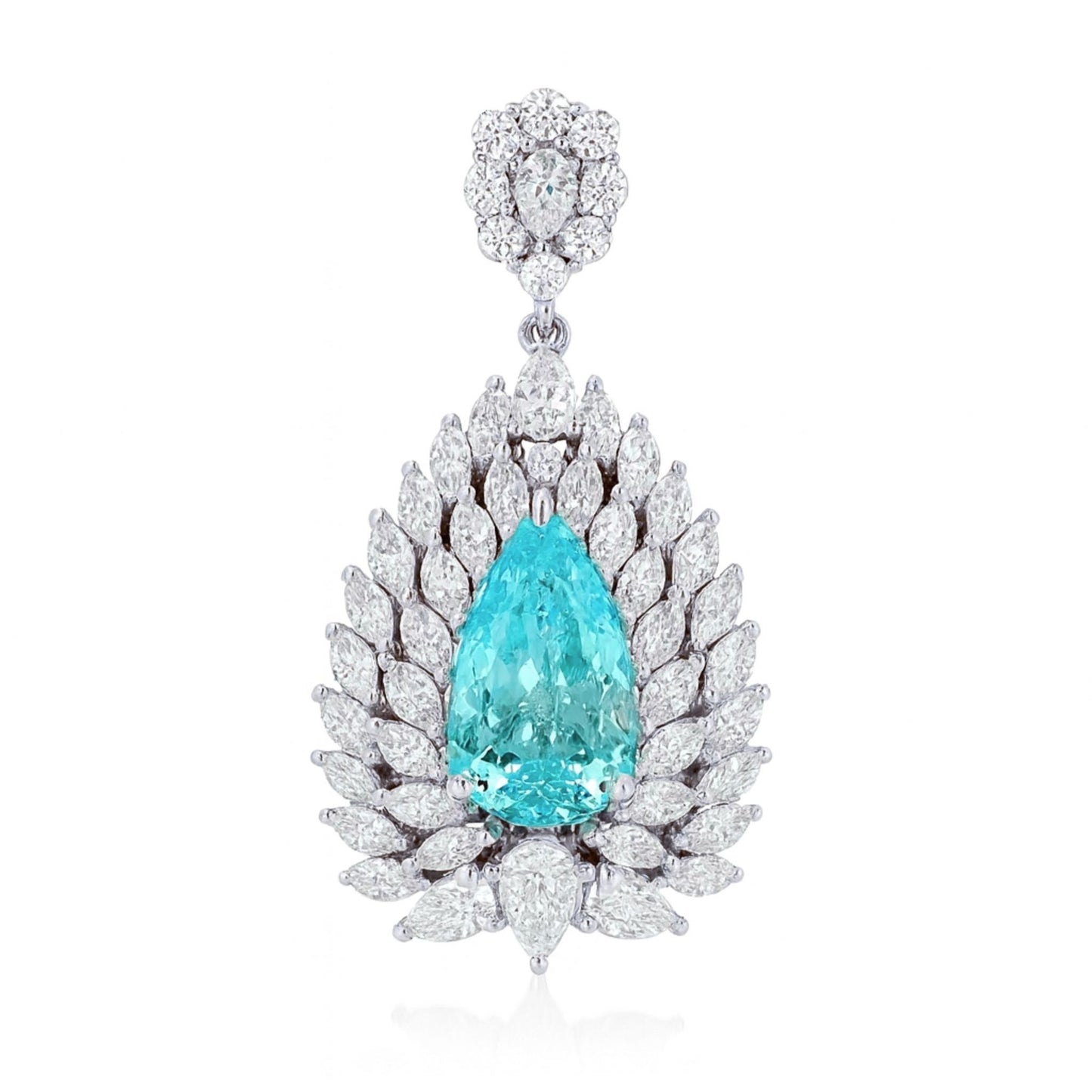 18K 2.69ct Pear Shape Paraiba 2.23cttw VS White Diamonds Pendant