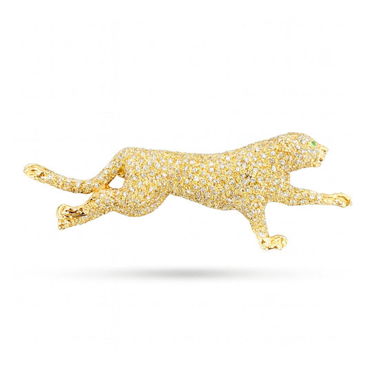 18K 3.05cttw Round White Diamond Panther Brooch