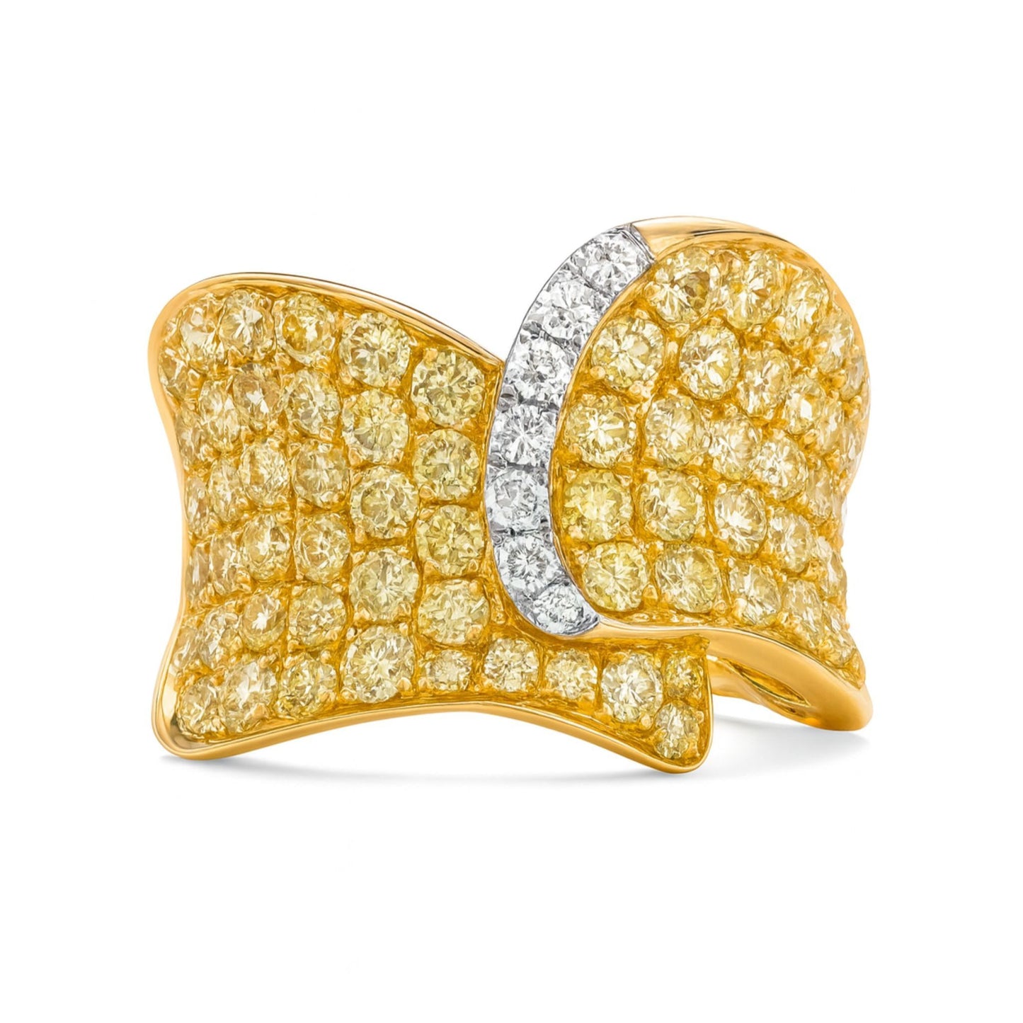 18K 3.16cttw Round Yellow & White Diamonds Ring
