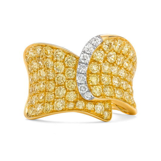 18K 3.16cttw Round Yellow & White Diamonds Ring