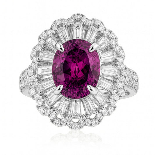 18K 6.34ct Oval Pink Paraiba 3.19cttw White Diamonds Ring