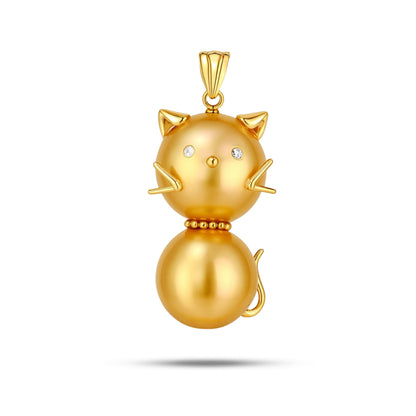 18K South Sea Golden Pearl Cat Pendant