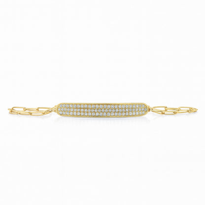 18K 0.86cttw VS White Diamond Custom Engraved I.D. Bracelet