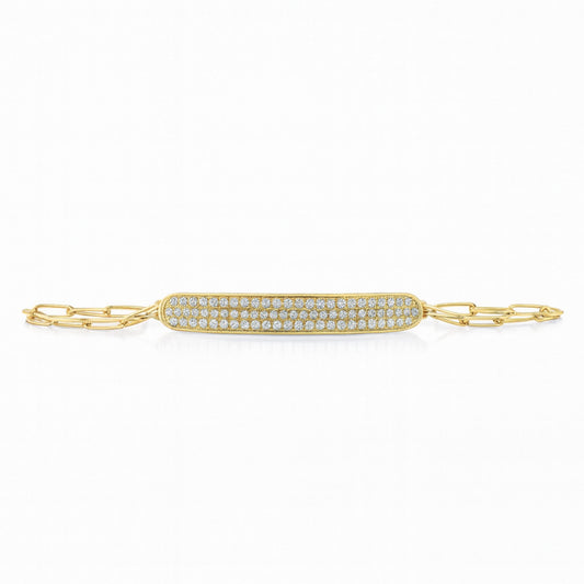 18K 0.86cttw VS White Diamond Custom Engraved I.D. Bracelet