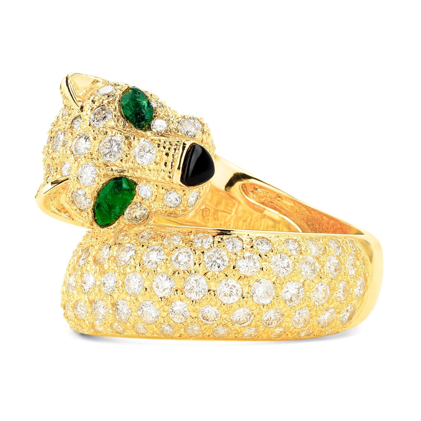 18K 0.10cttw Marquise Colombian Emerald 2.27cttw White Diamonds Panther Ring