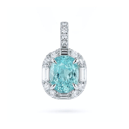 18K 0.96ct Oval Paraiba 0.43cttw VS White Diamonds Pendant