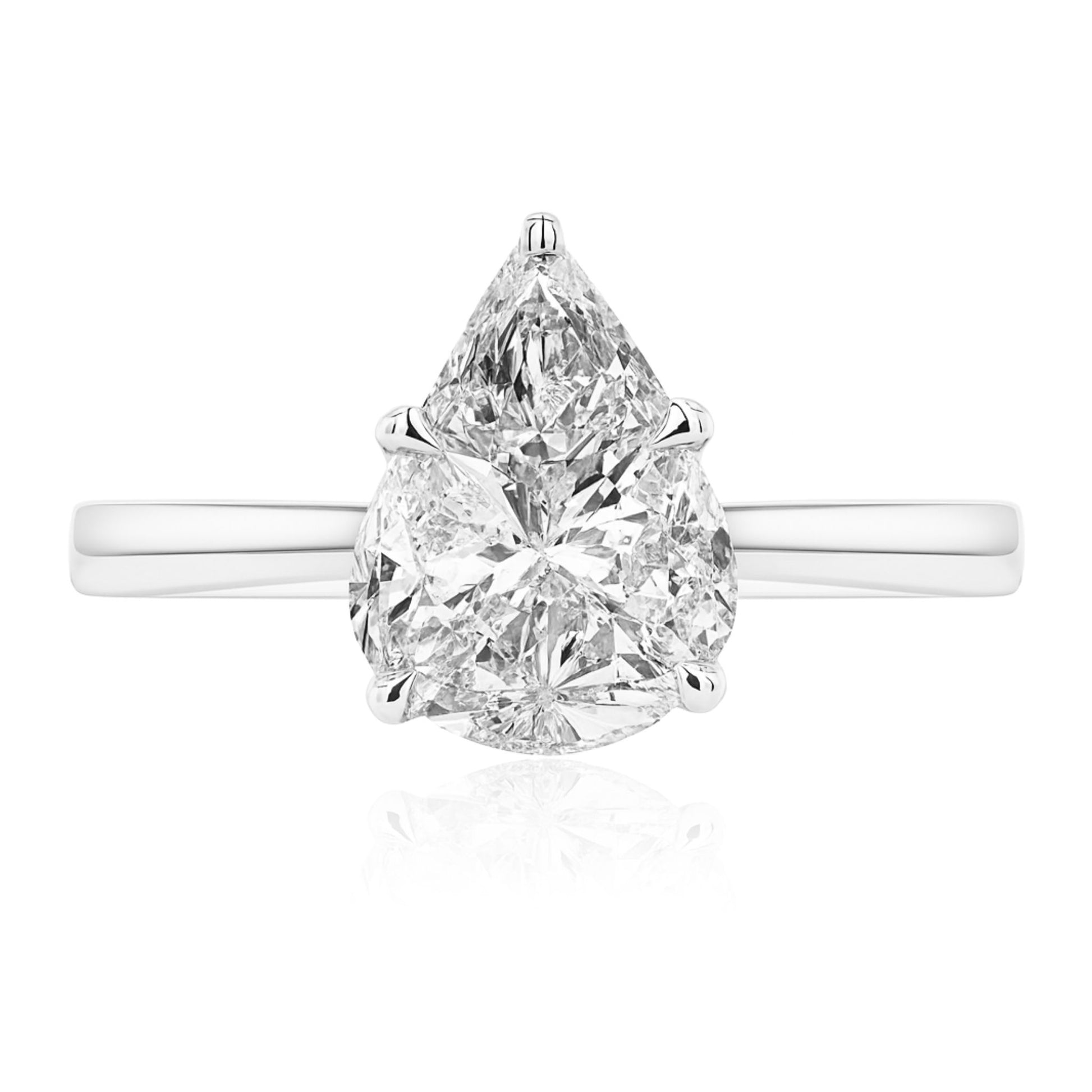 18K Pie Cut VS White Diamond Ring TVON