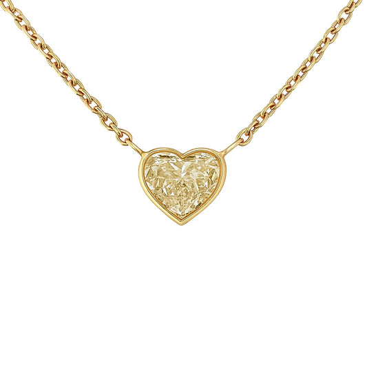 18K 1.20ct Heart Shape Yellow Diamond Necklace