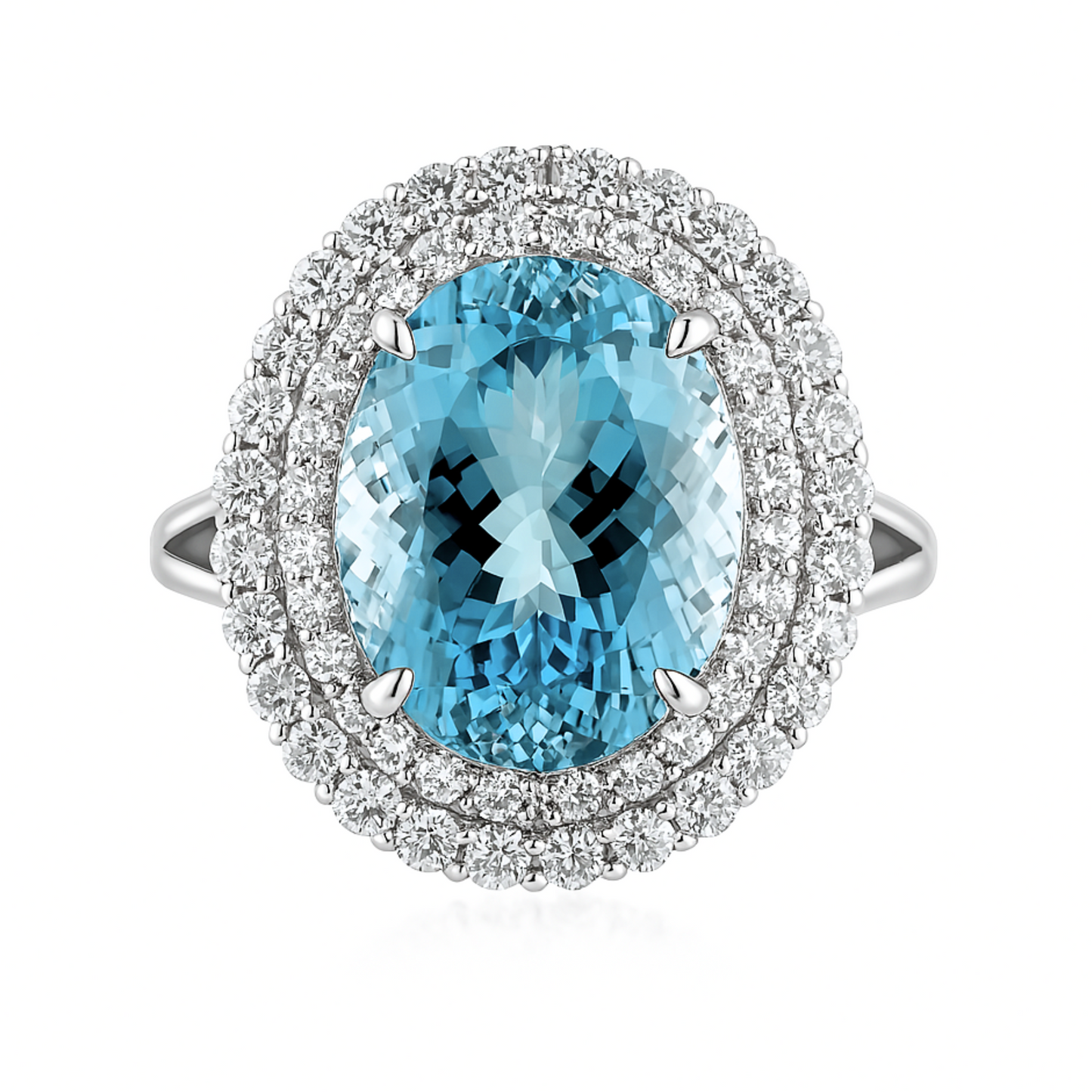 18K 4.59ct Oval Santa Maria Aquamarine 0.82cttw VS White Diamonds Ring
