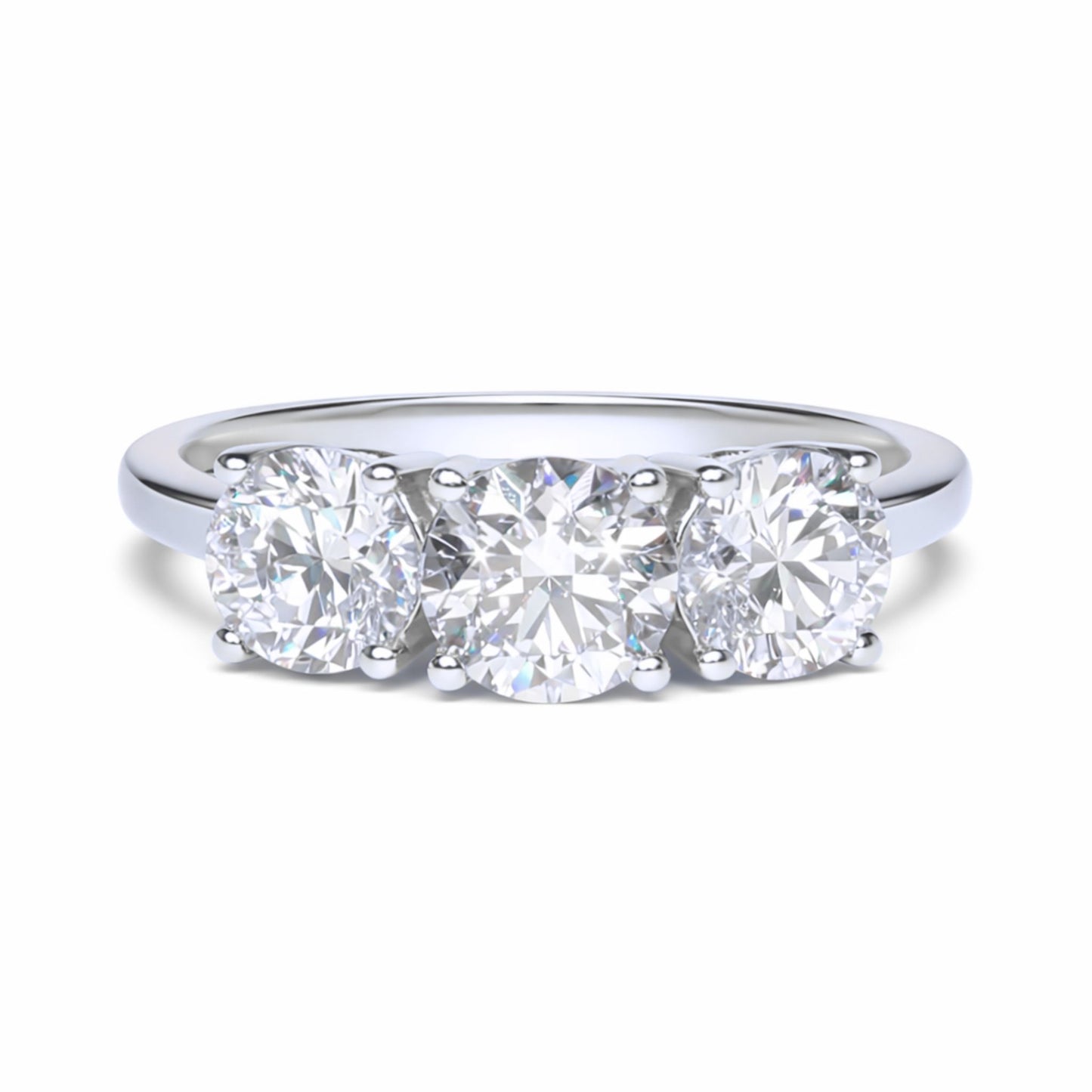18K 2.00cttw Round VS White Diamond Three Stone Band Ring