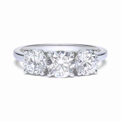 18K 2.00cttw Round VS White Diamond Three Stone Band Ring