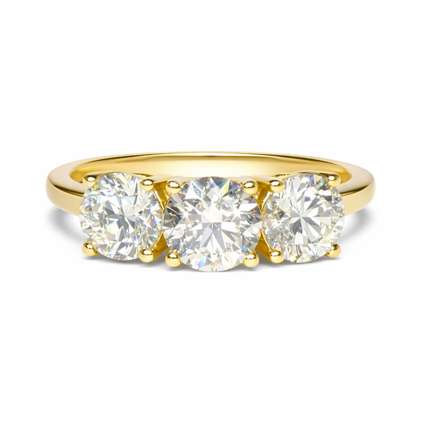 18K 2.00cttw Round VS White Diamond Three Stone Band Ring