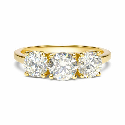 18K 2.00cttw Round VS White Diamond Three Stone Band Ring