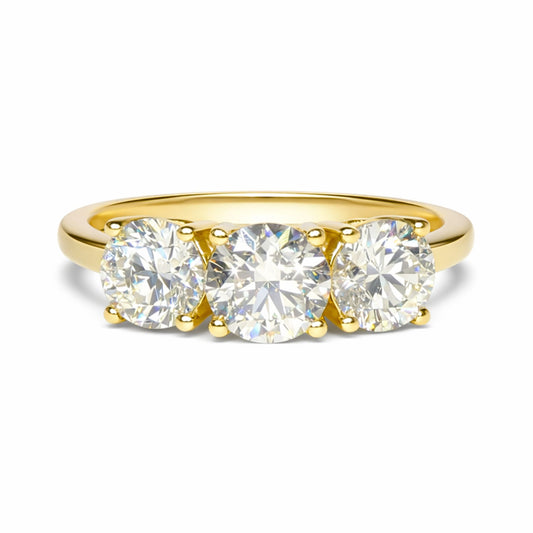 18K 2.00cttw Round VS White Diamond Three Stone Band Ring