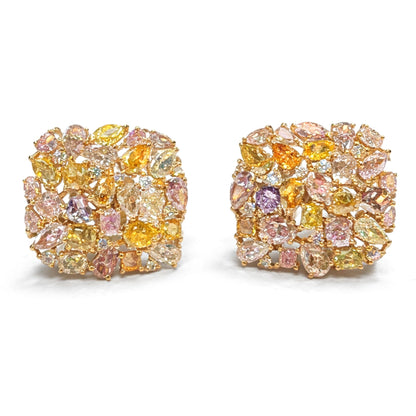 Multi Color Diamonds 18K 6.43cttw Round Multi-Color Diamond 0.28cttw White Diamonds Earrings ...