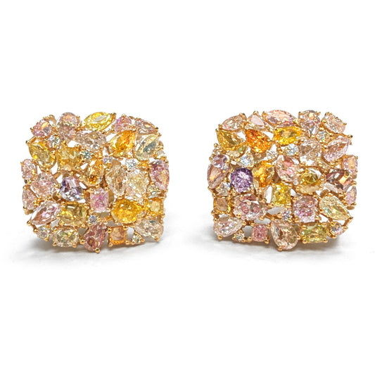 18K 6.71cttw Multi-Color Diamond Stud Earrings