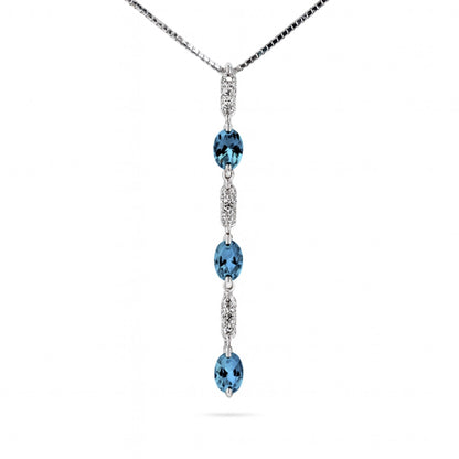 18K 1.30cttw Oval Santa Maria Aquamarine 0.36cttw White Diamonds Necklace