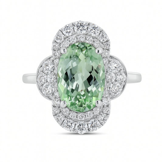 14K 3.25ct Oval Congo Tourmaline 0.78cttw VS White Diamonds Ring