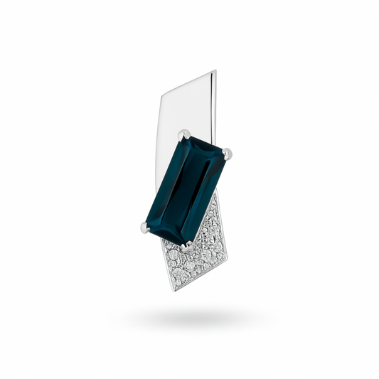 Platinum 3.72ct Baguette Indicolite 0.12cttw White Diamonds Designer Pendant