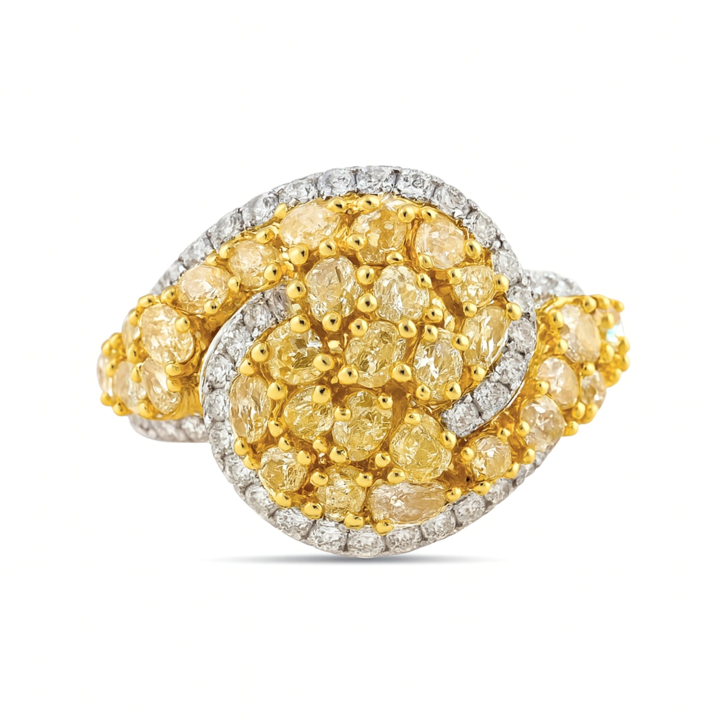 18K 2.71cttw Yellow Diamonds 0.67cttw White Diamonds Designer Ring